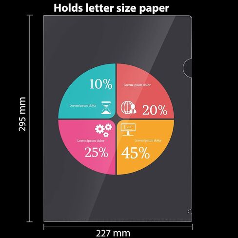 Wot I 24 Pack Pack Clear Clear Documents - L -type Bolders Copy Safe Project Pockets ، لأوراق حجم الحروف A4/ Letter ، لون شفاف in Kuwait