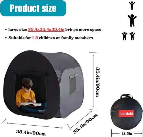Sensory Tent for Kids with Autism - CPC Certification Sensory Calm Corner Helps ADHD, SPD Children Relax, Reduce Anxiety - Portable Pop-up Blackout Hideout Play Tent Toys Add Windows in Saudi Arabia
