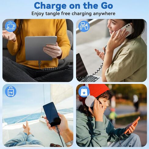 ملفوف USB C إلى Combo Cable Combo 4ft ، [معتمد من MFI] من النوع C من النوع C iPhone Charger PD الشحن السريع للسيارة ، ومسافة قصيرة USB C إلى Apple CarPlay لـ iPhone 14 13 12 Pro Mini Mini XR XS 8 SE in Kuwait