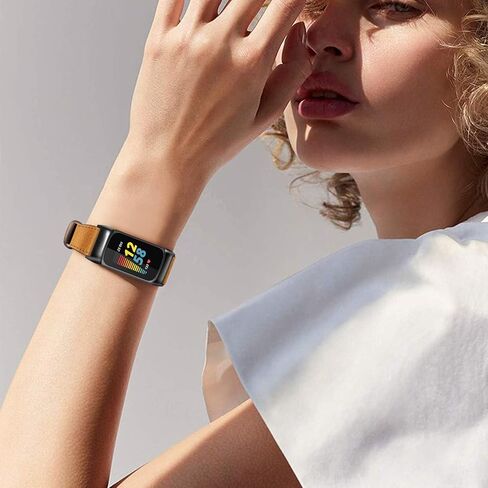 أحزمة FINTIE متوافقة مع Fitbit Charge 6/5، سوار معصم بديل من الجلد الأصلي (أسود) in Saudi Arabia
