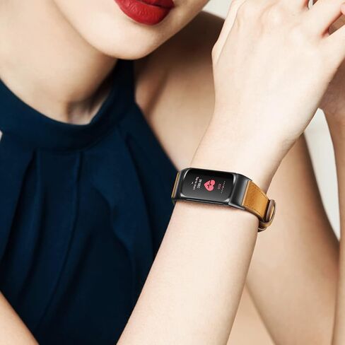 أحزمة FINTIE متوافقة مع Fitbit Charge 6/5، سوار معصم بديل من الجلد الأصلي (أسود) in Saudi Arabia