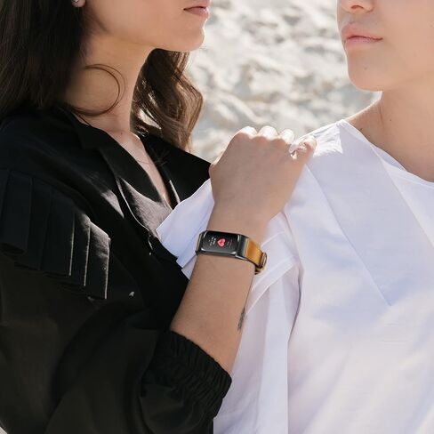 أحزمة FINTIE متوافقة مع Fitbit Charge 6/5، سوار معصم بديل من الجلد الأصلي (أسود) in Saudi Arabia