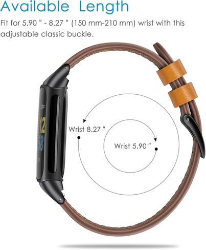 أحزمة FINTIE متوافقة مع Fitbit Charge 6/5، سوار معصم بديل من الجلد الأصلي (أسود) in Saudi Arabia