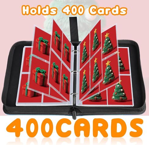 Card Binder 4 Pocket Holder 400 Cards متوافق مع بطاقات اللعبة ، 3 حلقة تداول Card Binder Case Storage لـ CCG ، MTG ، بطاقات البيسبول ، الهدايا للفتيان والبنات الذين تتراوح أعمارهم بين 6-14 عامًا in Kuwait