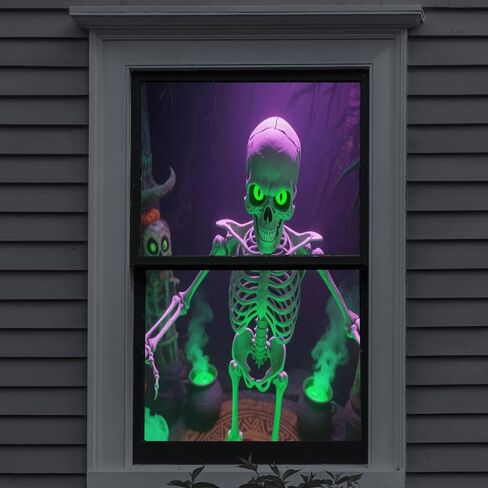 40 x 60 inch Halloween Holographic Rear Projection Screen & Christmas Decor for Apartment Windows with Easy Hang Kit Halloween Spooky Halloween Decoration Indoor Film Screen (40 * 60 inch) in Saudi Arabia