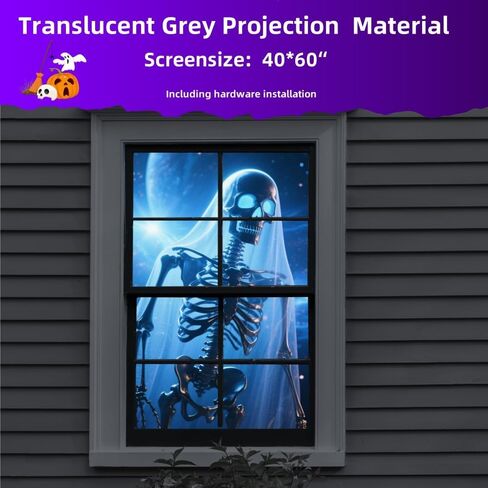 40 x 60 inch Halloween Holographic Rear Projection Screen & Christmas Decor for Apartment Windows with Easy Hang Kit Halloween Spooky Halloween Decoration Indoor Film Screen (40 * 60 inch) in Saudi Arabia