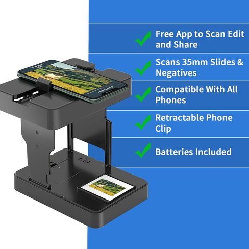 Mobile Film Scanner for 35mm Slides & Negatives, Portable Photo Scanner Converts Film to Digital Photos, Battery Powered Slide Converter in Saudi Arabia