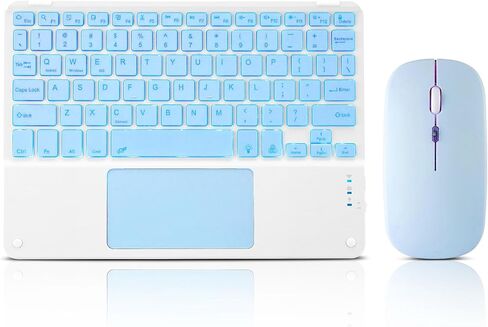 Ultra-Slim Bluetooth Keyboard with Built-in Touchpad and Mouse Portable Mini Wireless Keyboard Rechargeable 7-Color Backlit for Apple iPad iPhone Samsung Tablet iPhone Smartphone iOS Android Windows in Kuwait