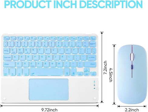 Ultra-Slim Bluetooth Keyboard with Built-in Touchpad and Mouse Portable Mini Wireless Keyboard Rechargeable 7-Color Backlit for Apple iPad iPhone Samsung Tablet iPhone Smartphone iOS Android Windows in Kuwait