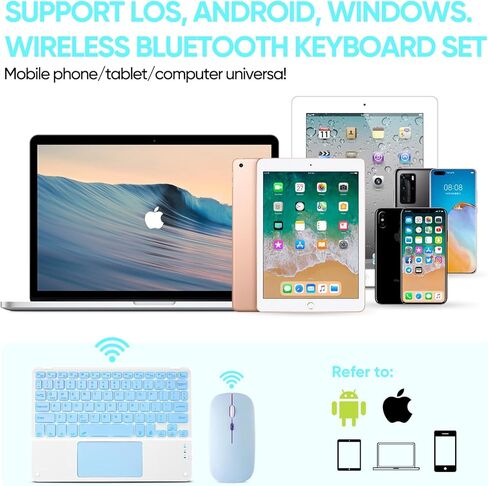 Ultra-Slim Bluetooth Keyboard with Built-in Touchpad and Mouse Portable Mini Wireless Keyboard Rechargeable 7-Color Backlit for Apple iPad iPhone Samsung Tablet iPhone Smartphone iOS Android Windows in Kuwait