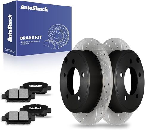 Autoshack خلفية مجموعة الفرامل البديلة لجيب باتريوت Compass Dodge Avenger Caliber Chrysler 200 Sebring Mitsubishi Lancer V6 دوارات الفرامل مع وسادة الفرامل السيراميك 10.3 "(261.8 مم) CBO630381037CPA in Kuwait