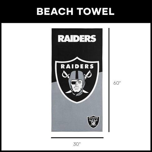 Northwest NFL Las Vegas Raiders Microfiber Beach Towel, 30 x 60 Inches – Quick Dry, Sand Resistant, Lightweight, Highly Absorbent, Incisor Design in Saudi Arabia