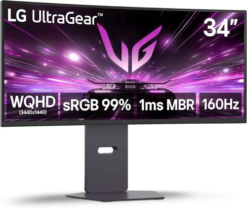 LG 34G630A-B 34 بوصة Ultragear WQHD (3440 × 1440) شاشة ألعاب منحنية ، 240 هرتز ، 1 مللي ثانية ، FreeSync Premium ، DisplayHDR 400 ، مكبر صوت مدمج ، HDMI ، DisplayPort ، USB Type-C ، Tilt/Height Stand ، Black. in Kuwait