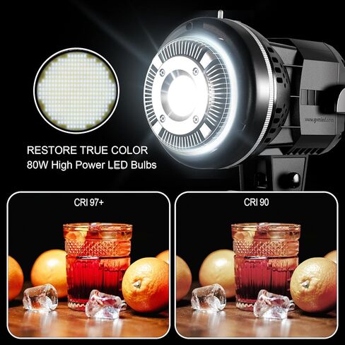 مصباح فيديو LED SD80D من جي في ام 80 واط، مجموعة اضاءة سوفت بوكس مع حامل بوينز، CRI97+ 2700K-7500K درجة حرارة اللون، تحكم عن طريق التطبيق، حامل ثلاثي القوائم، فيديو، زفاف in Kuwait