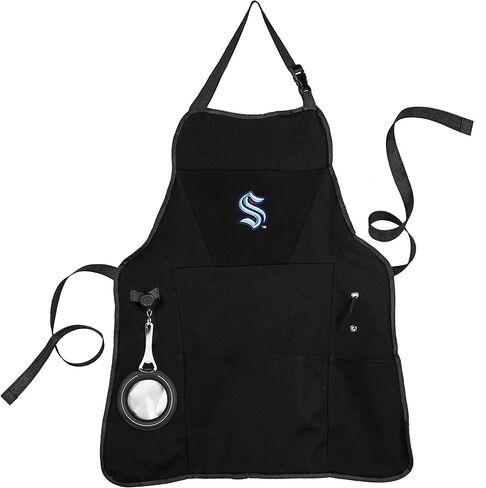 Team Sports America Outdoor NHL Black Grilling Apron | Seattle Kraken | Made of Durable Cotton | Beverage Opener and Multi-Tool | Sports and Tailgaiting Apparel in Saudi Arabia