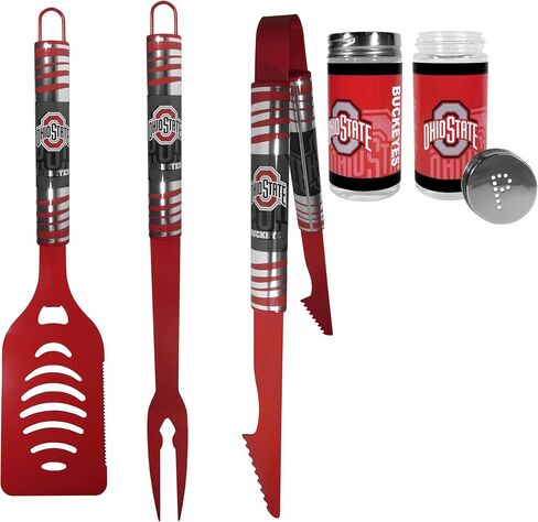 Siskiyou Sports NCAA Ohio State Buckeyes 3pc Color BBQ Tools w/Salt & Pepper Shakers, One Size, Team Colors in Saudi Arabia