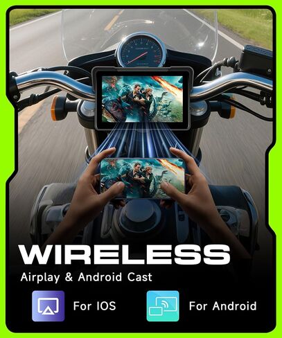 Motorcycle CarPlay Screen 5 inch Portable Wireless Carplay Android Auto for Motorbike Waterproof Touchscreen, Supports GPS Navigation, Bluetooth, IP68 Waterproof for Motorbike, Voice Control in Kuwait
