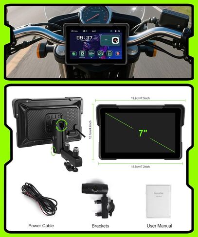 Motorcycle CarPlay Screen 5 inch Portable Wireless Carplay Android Auto for Motorbike Waterproof Touchscreen, Supports GPS Navigation, Bluetooth, IP68 Waterproof for Motorbike, Voice Control in Kuwait