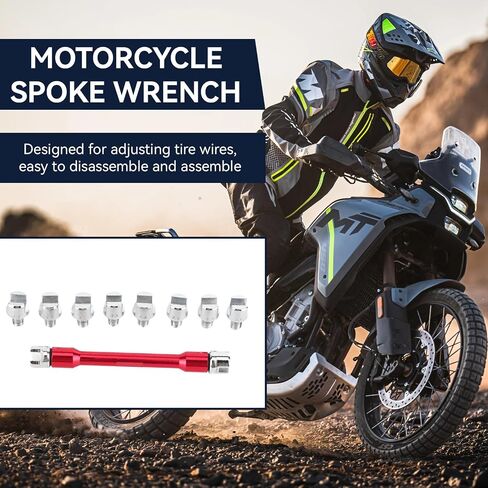 Motorcycle Spoke Wrench, Spoke Torque Wrench Motorcycle Repair Tool Spanner Set with Universal 10 Size Interchangeable Heads in Saudi Arabia