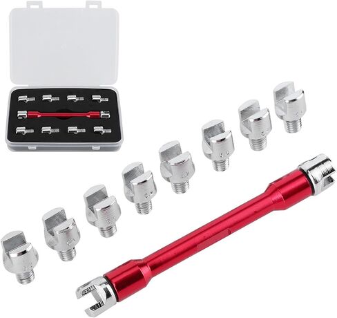 Motorcycle Spoke Wrench, Spoke Torque Wrench Motorcycle Repair Tool Spanner Set with Universal 10 Size Interchangeable Heads in Saudi Arabia