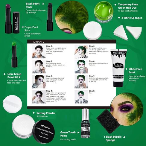 Meicoly Bald Cap Kit للنساء والرجال ، أزياء Cap Cap All-In-One مجموعة من مكياج Halloween SFX ، مرحلة الأداء ، المسرح ، المسرح ، الأفلام ، العلكة الروحية ومجموعة المزيل ، وضع مسحوق ، مطاطية سائلة ، 10 مساءً in Kuwait