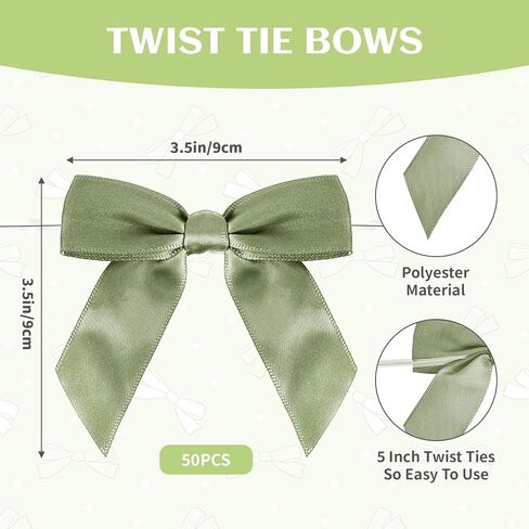 50 Pack Twist Tie Bows, 3.5" Pink Bows Satin Ribbon for Cake Pop Bags Baby Shower Gifts Bags Crafts Party Favors Brithday Wedding Christmas Party Decorations (Pink) in Saudi Arabia