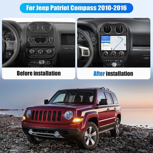 [2+64g] راديو ستيريو سيارة لجيب باتريوت كومباس 2010-2016 مع Carplay و Android Auto ، 10.1 بوصة الشاشة التي تعمل باللمس Android 15 مع رابط المرآة Bluetooth FM/RDS WiFi GPS EQ SWC in Kuwait