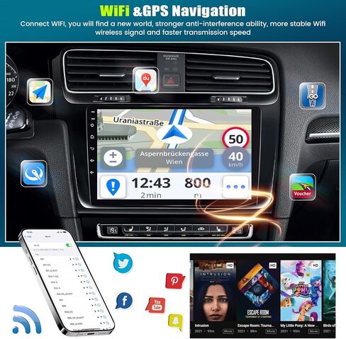 [2+64g] راديو ستيريو سيارة لجيب باتريوت كومباس 2010-2016 مع Carplay و Android Auto ، 10.1 بوصة الشاشة التي تعمل باللمس Android 15 مع رابط المرآة Bluetooth FM/RDS WiFi GPS EQ SWC in Kuwait