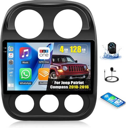[2+64g] راديو ستيريو سيارة لجيب باتريوت كومباس 2010-2016 مع Carplay و Android Auto ، 10.1 بوصة الشاشة التي تعمل باللمس Android 15 مع رابط المرآة Bluetooth FM/RDS WiFi GPS EQ SWC in Kuwait