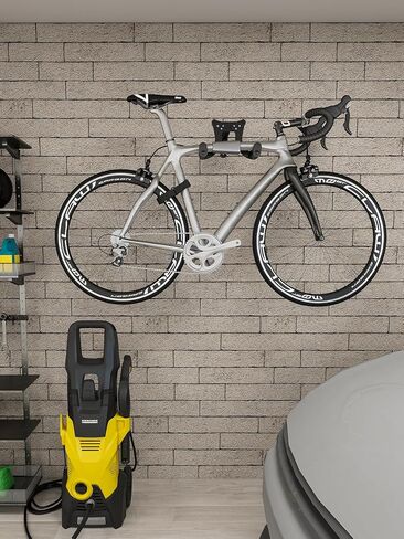 حامل جداري للدراجة من يوركينج، حامل تعليق أفقي على الحائط يحمل ما يصل إلى 55 رطلًا من خطاف تخزين داخلي للدراجة مع 5 مستويات قابلة للتعديل، يمتد ليناسب مقود 32.6 بوصة لدراجة واحدة في مرآب المنزل - أحمر in Kuwait