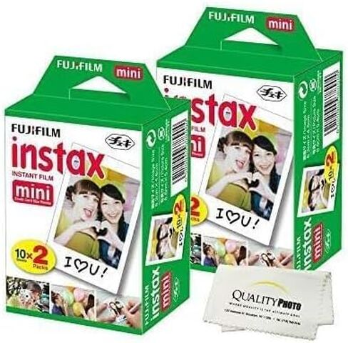 Fujifilm INSTAX Mini Instant Film (White) for Fujifilm Mini 8 & Mini 9 Cameras w/Microfiber Cloth by Quality Photo (20 Film Sheets) in Kuwait