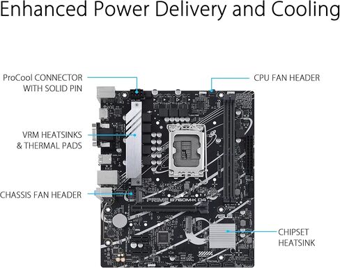 ASUS Prime B760M-A-CSM Intel B760 (LGA 1700) mATX CSM Commercial Motherboard PCIe 4.0, DDR5, 2X M.2, 2.5Gb LAN, DP, 2X HDMI™, SATA 6 Gbps, USB 3.2 Type-C, Aura Sync, ASUS Control Center Express in Saudi Arabia