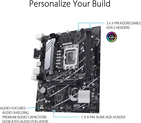 ASUS Prime B760M-A-CSM Intel B760 (LGA 1700) mATX CSM Commercial Motherboard PCIe 4.0, DDR5, 2X M.2, 2.5Gb LAN, DP, 2X HDMI™, SATA 6 Gbps, USB 3.2 Type-C, Aura Sync, ASUS Control Center Express in Saudi Arabia