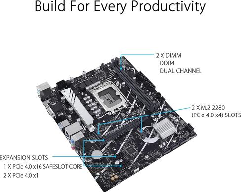 ASUS Prime B760M-A-CSM Intel B760 (LGA 1700) mATX CSM Commercial Motherboard PCIe 4.0, DDR5, 2X M.2, 2.5Gb LAN, DP, 2X HDMI™, SATA 6 Gbps, USB 3.2 Type-C, Aura Sync, ASUS Control Center Express in Saudi Arabia