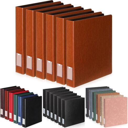 Fulmoon 6 PCS Leather 3 Binder Ring Ring ، 1.5 بوصة عتيقة Round Ring Binder مع 2 جيوب داخلية وحامل علامة العمود الفقري ، محفظة تنفيذية احترافية للمدرسة المنزلية (Black) in Saudi Arabia