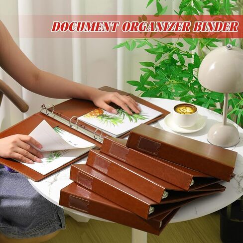 Fulmoon 6 PCS Leather 3 Binder Ring Ring ، 1.5 بوصة عتيقة Round Ring Binder مع 2 جيوب داخلية وحامل علامة العمود الفقري ، محفظة تنفيذية احترافية للمدرسة المنزلية (Black) in Saudi Arabia