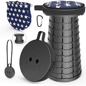 ALEVMOOM 2025 18" H Collapsible Stool with Cushion, Capacity 600lbs Portable Stools for Adults Heavy Duty, Adjustable Height Telescoping Folding Stool, for Outdoor Camping Travel Hiking Fishing in Kuwait