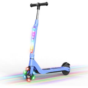 Electric Scooter for Kids Ages 6-12, Foldable Kick Scooter with Adjustable Height, 80W Motor, 6 MPH, Colorful LED Lights, Dual Brakes, Lightweight & Portable Design - Supports up to 140 lbs in Saudi Arabia