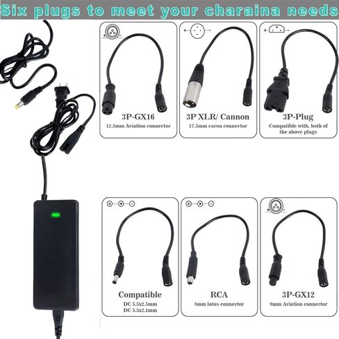 29.4V 2A Fast Charger 7 in 1 Plugs Universal for 24V 25.2V 25.6V 25.9V Lithium-ion Batteries, Replacement for Razor, Jetson, Voyage, gotrax, ninebot in Saudi Arabia