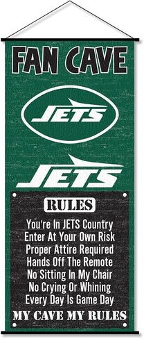 لافتة WinCraft New York Jets Man Cave Fan لتمرير الباب على الحائط in Saudi Arabia