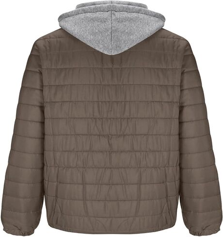 Puffer Jacket Men Lightweight Zip Up Quilted Jackets Warm Casual Long Sleeve Winter Coats Outerwear with Hood 2025 in Saudi Arabia