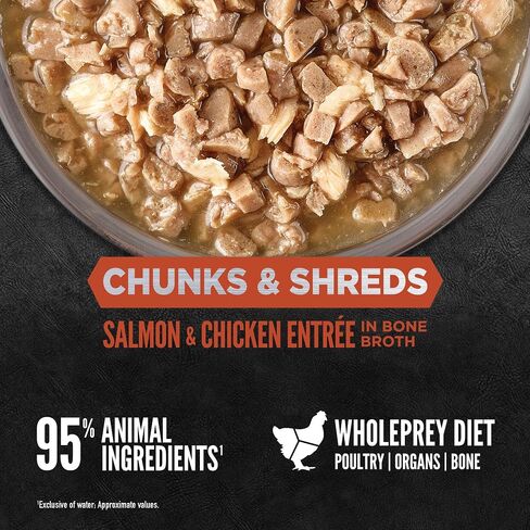 ORIJEN Chunks & Shreds Wet Cat Food Variety Pack: Original + Salmon & Chicken Entrées 3oz Cans (12 Count, 6 of Each) in Saudi Arabia