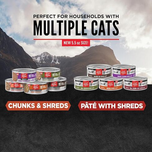ORIJEN Chunks & Shreds Wet Cat Food Variety Pack: Original + Salmon & Chicken Entrées 3oz Cans (12 Count, 6 of Each) in Saudi Arabia