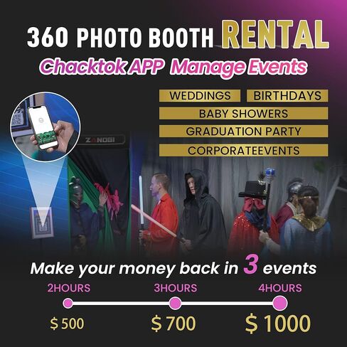 ZANOGI 360 Photo Booth Machine with Software for Parties,360 Slow Motion Camera Booth with Deluxe Suit and Custom Logo,Controlled by Remote Or App (45.2"/115cm，Black Flight Case) in Kuwait