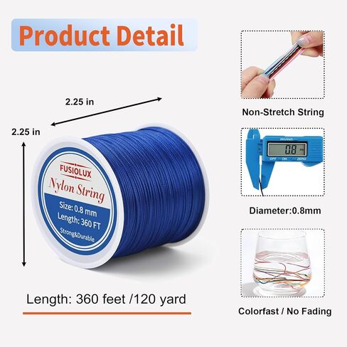 0.8mm Nylon String for Bracelet Making,600Yards Chinese Knotting Cord for Jewelry Making,Friendship Bracelet String with 20colors Nylon Thread in Saudi Arabia