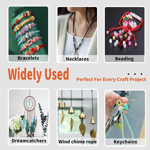 0.8mm Nylon String for Bracelet Making,600Yards Chinese Knotting Cord for Jewelry Making,Friendship Bracelet String with 20colors Nylon Thread in Saudi Arabia