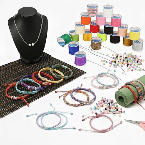 0.8mm Nylon String for Bracelet Making,600Yards Chinese Knotting Cord for Jewelry Making,Friendship Bracelet String with 20colors Nylon Thread in Saudi Arabia