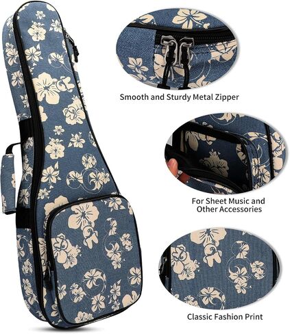 MUINS Ukulele Case,21 23 24 26 Tenor Soprano Concert Ukelele Bag With Bag & Capo & 4 Picks & strings & string Winder & Strap &Stickers,Uke Gift Choice (Blue Flower, 21 Inch) in Saudi Arabia