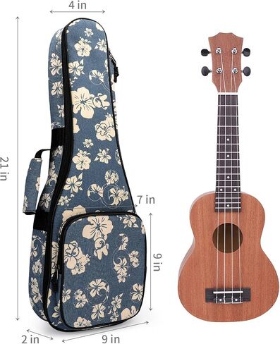 MUINS Ukulele Case,21 23 24 26 Tenor Soprano Concert Ukelele Bag With Bag & Capo & 4 Picks & strings & string Winder & Strap &Stickers,Uke Gift Choice (Blue Flower, 21 Inch) in Saudi Arabia