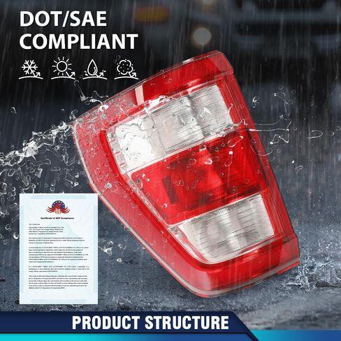 Pit66 Light Light Assembly مصباح الفرامل اليسرى جانب السائق مع بقعة عمياء متوافقة مع Ford F150 XL 2021-2023 (كابينة قياسية 2 أبواب | كابينة مدتها 4 أبواب | in Saudi Arabia
